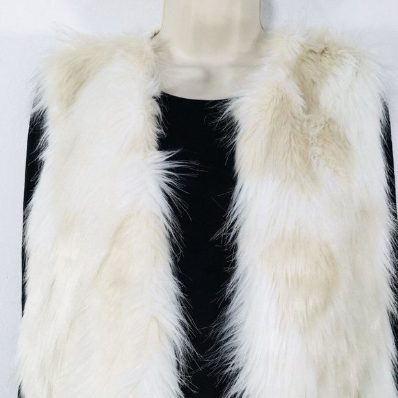 Design Lab Fluffy Faux Fur Open Vest Size M - Picture 3 of 9